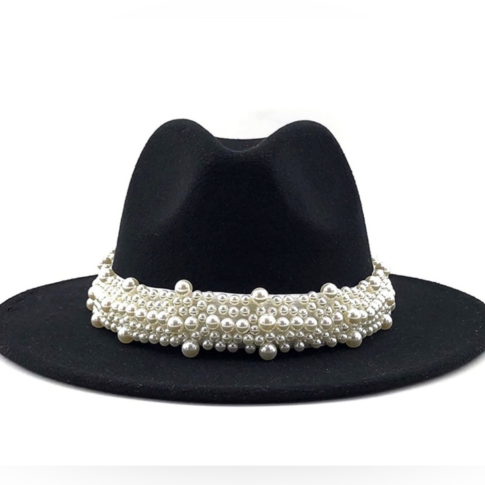 Black Women's Vintage Pearl Band Fedora